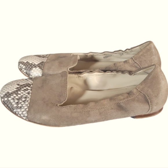 AGL Attilio Giusti Leombruni Snake Embossed Print Made in Italy Flats Sz 38 - Picture 5 of 7